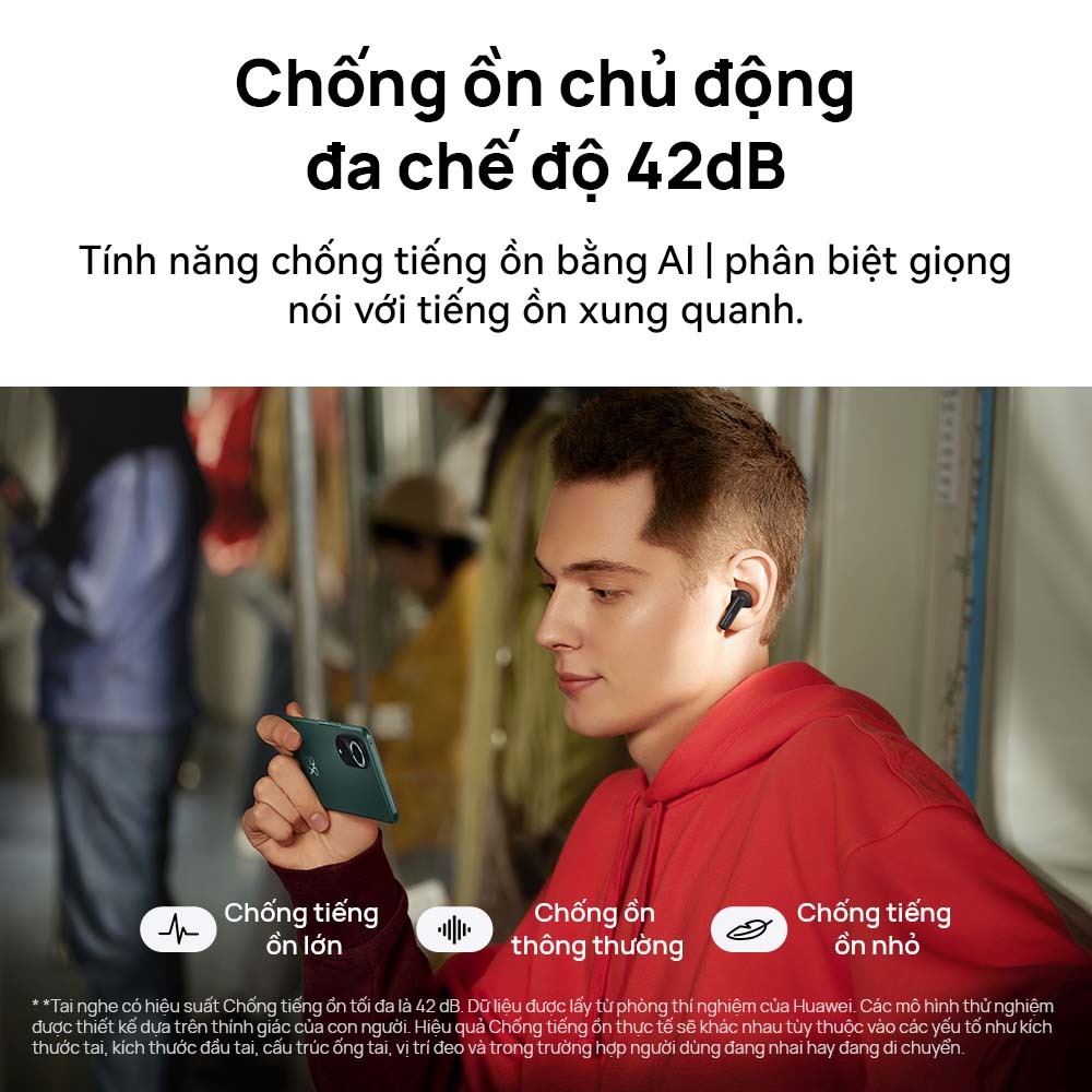 Tai Nghe Không Dây Huawei FreeBuds 5i | Âm thanh độ phân giải cao | Chống ồn chủ động đa chế độ 42dB | Phát nhạc lên đến 28h | Hàng Chính Hãng