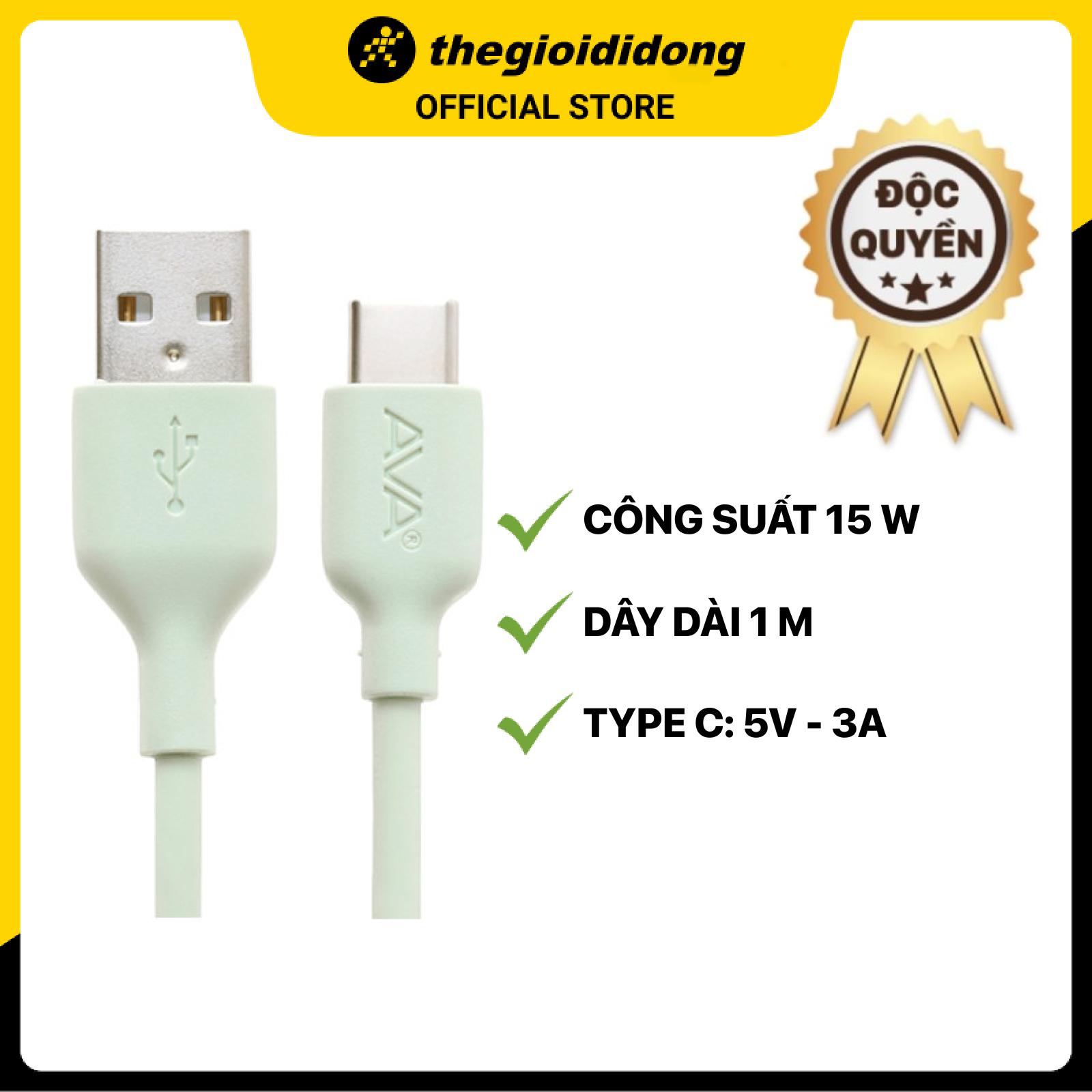 Cáp Type C 1m AVA DS449-TB Xanh lá - Hàng chính hãng