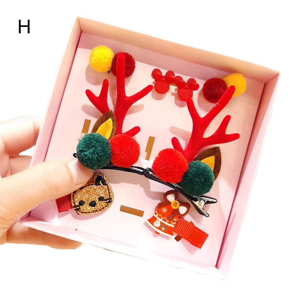 SET Hộp 7 Mẫu Kẹp Tóc Hình Sừng Tuần Lộc Giáng Sinh Dễ Thương Cho Bé Mới 2021
