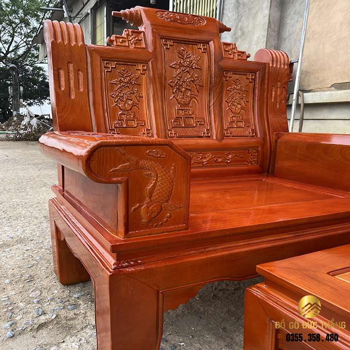 Bàn ghế âu á chương cuốn thư gỗ sồi