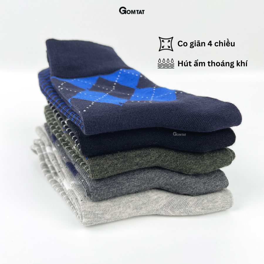 Tất đi giày tây nam cổ cao GOMTAT cao cấp mẫu MIX07, vớ nam công sở chất liệu cotton mềm mại, hút ẩm thoáng khí - GOM-MIX07-1DOI