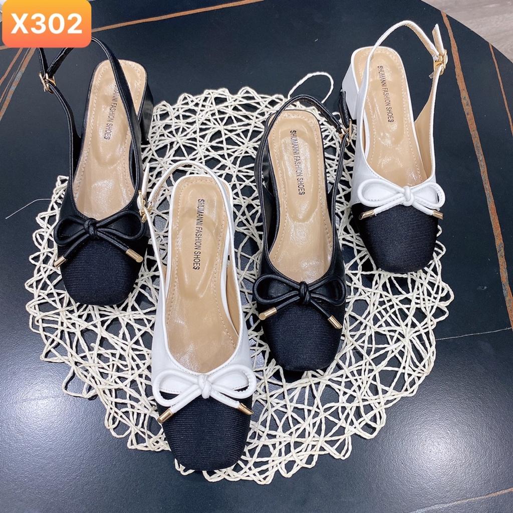 Sandal quai hậu nơ bít mũi hở gót - X302