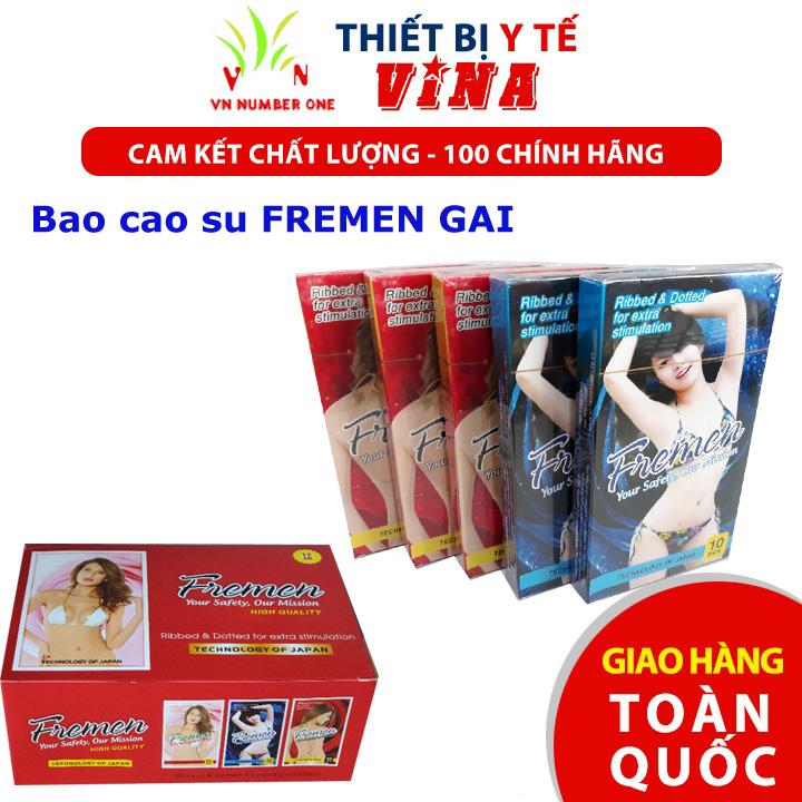 Rẻ vô địch - Bao cao su gai FREMEN - Bao cao su trơn FREMEN Công nghệ Nhật Bản - Bảo Vệ An Toàn Hộp 10 cái