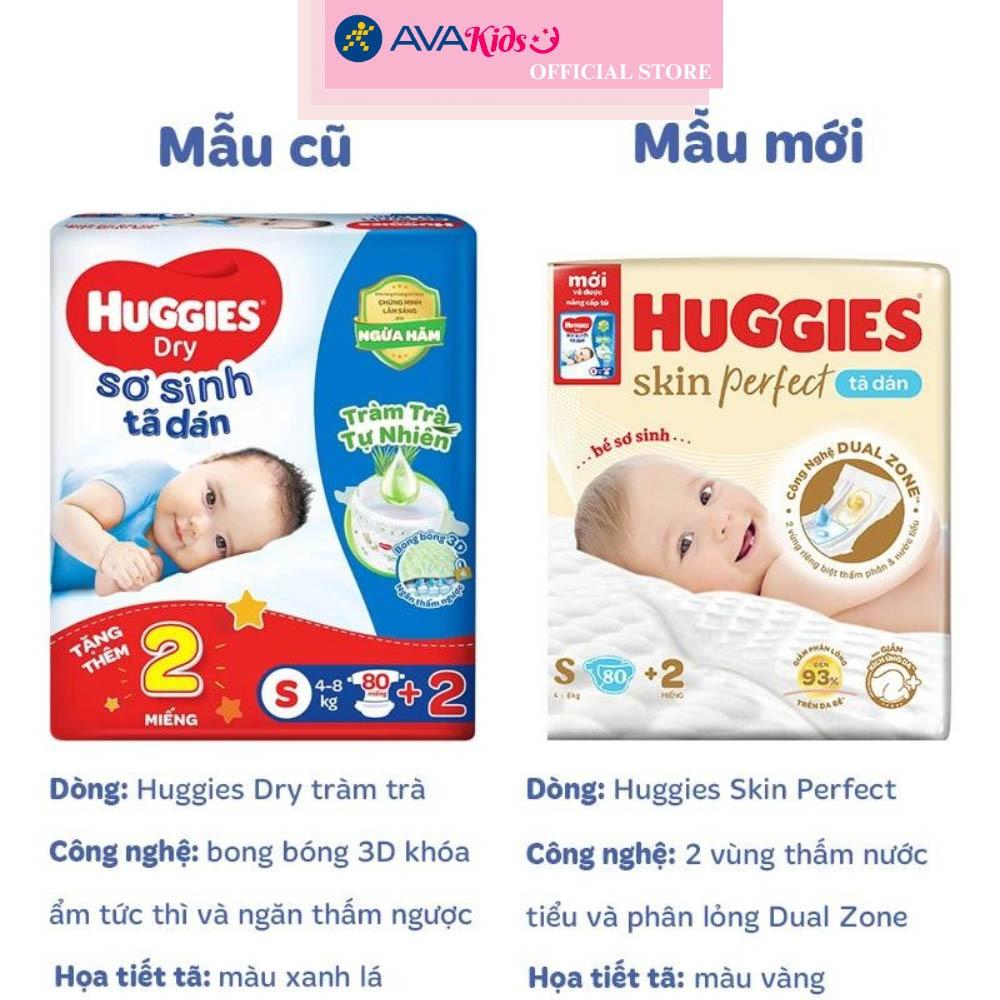 Tã dán Huggies Skin Perfect size S 80 + 2 miếng (4 - 8 kg) - Giao bao bì ngẫu nhiên