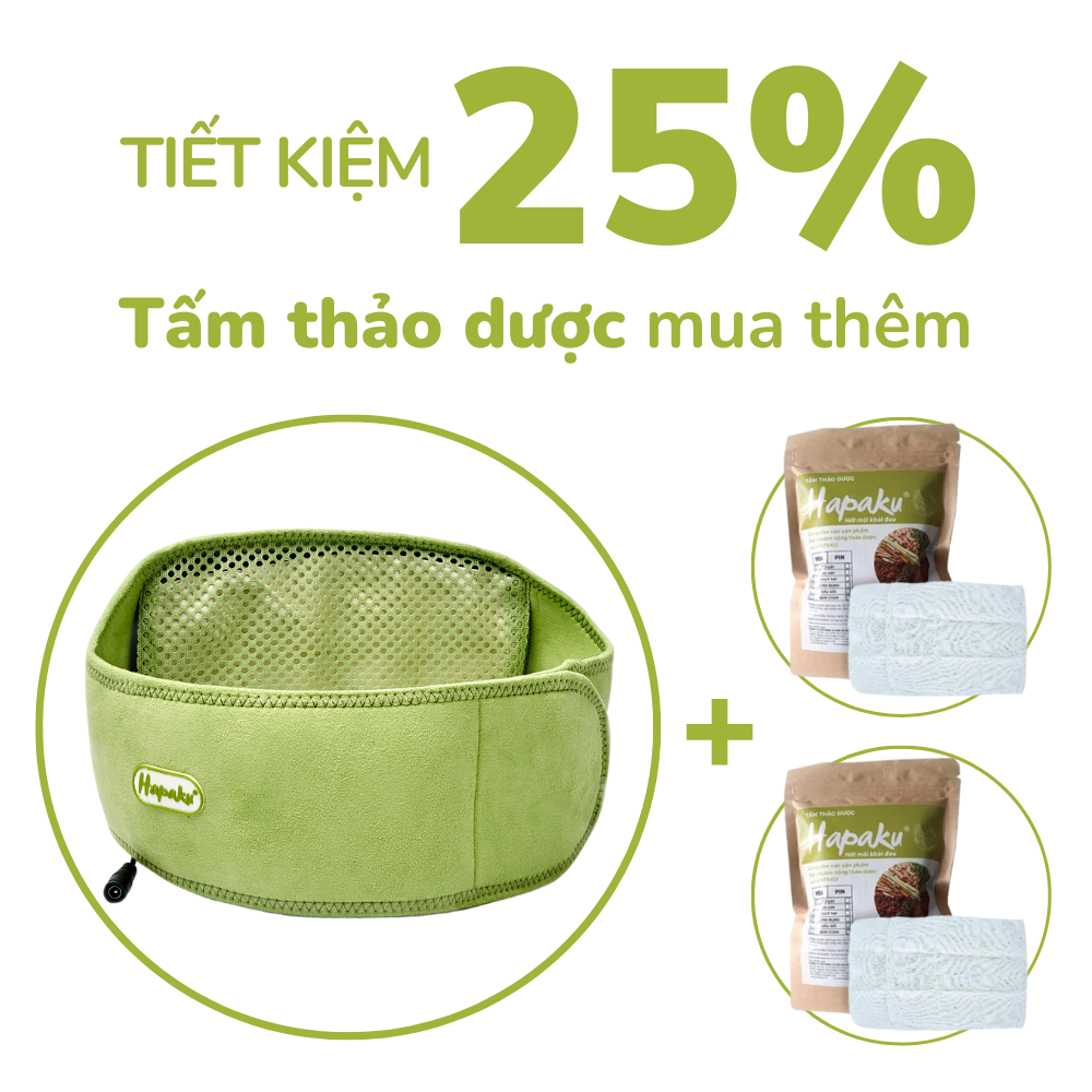 Bộ Đai Chườm Nóng Thảo Dược Giảm Đau Lưng Bụng Dùng Điện - Hapaku - Bộ Đai 2 Tấm Thảo Dược