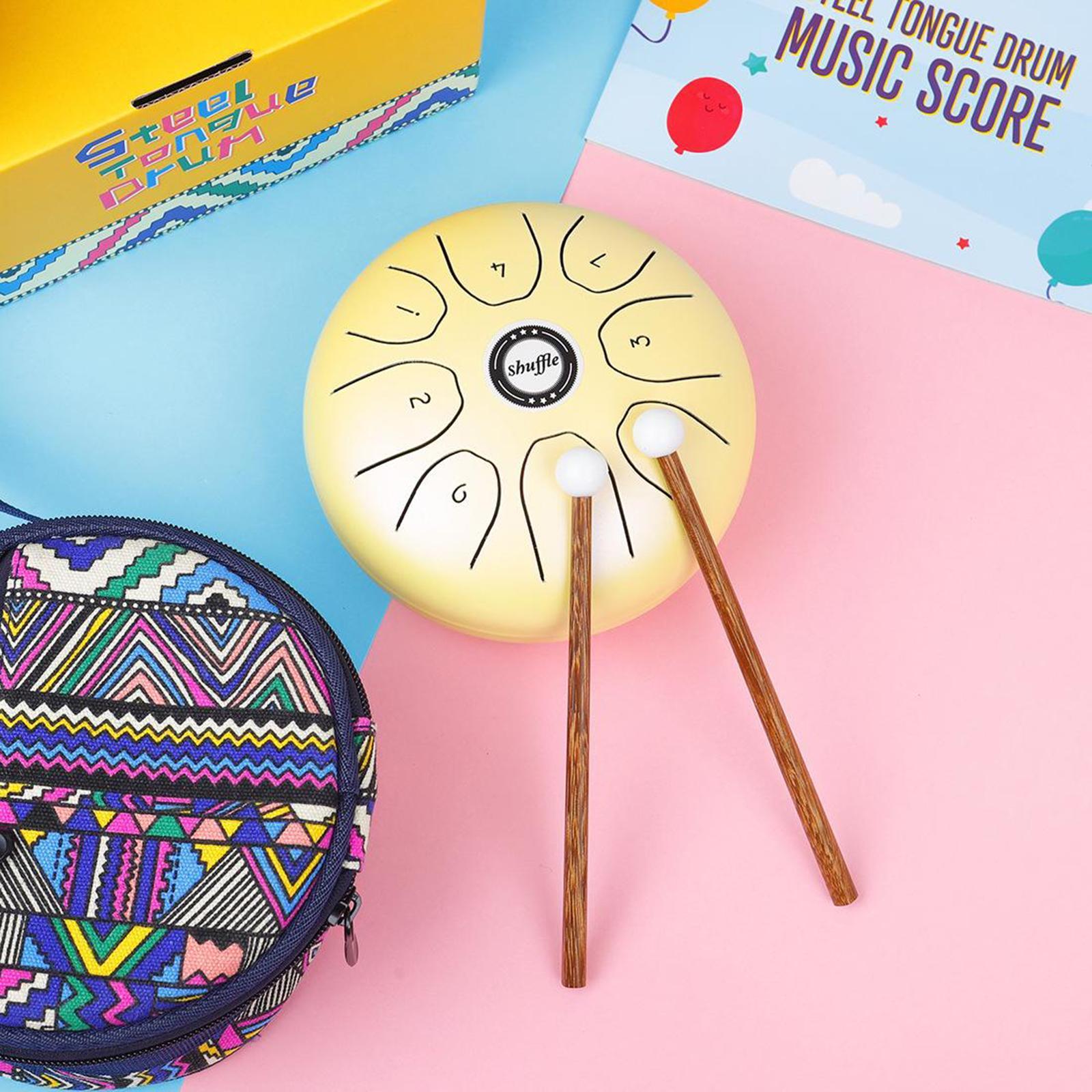 5.5 Inch Mini 8-Tone Steel Tongue Drum, C Key Percussion Instrument ,Hand Pan Drum with Drum Mallets & Carry Bag