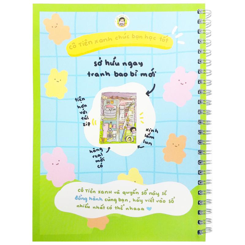 Sổ Tay Lò Xo A5 Kẻ Ô Vuông 100 Trang 100gsm - Cô Tiên Xanh - Lớp Học Cô Tiên Xanh