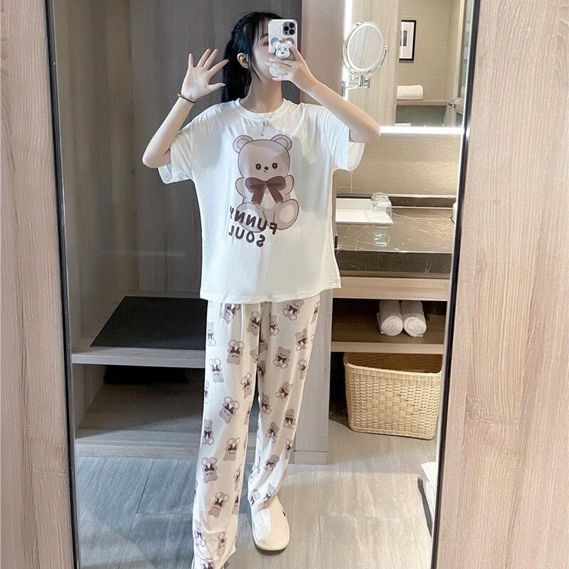 Đồ ngủ dễ thương, đồ bộ mặc nhà, bộ đồ ngủ, set bộ mặc nhà, đồ bộ mặc nhà, đồ ngủ nữ Quảng Châu Đồ bộ nữ, Đồ bộ thu đông, Đồ bộ mặc ở nhà cho nữ, Đồ bộ ngủ thun dành cho nữ in hình HOẠT HÌNH BEAR FUNNY SOUL CỰC HOT