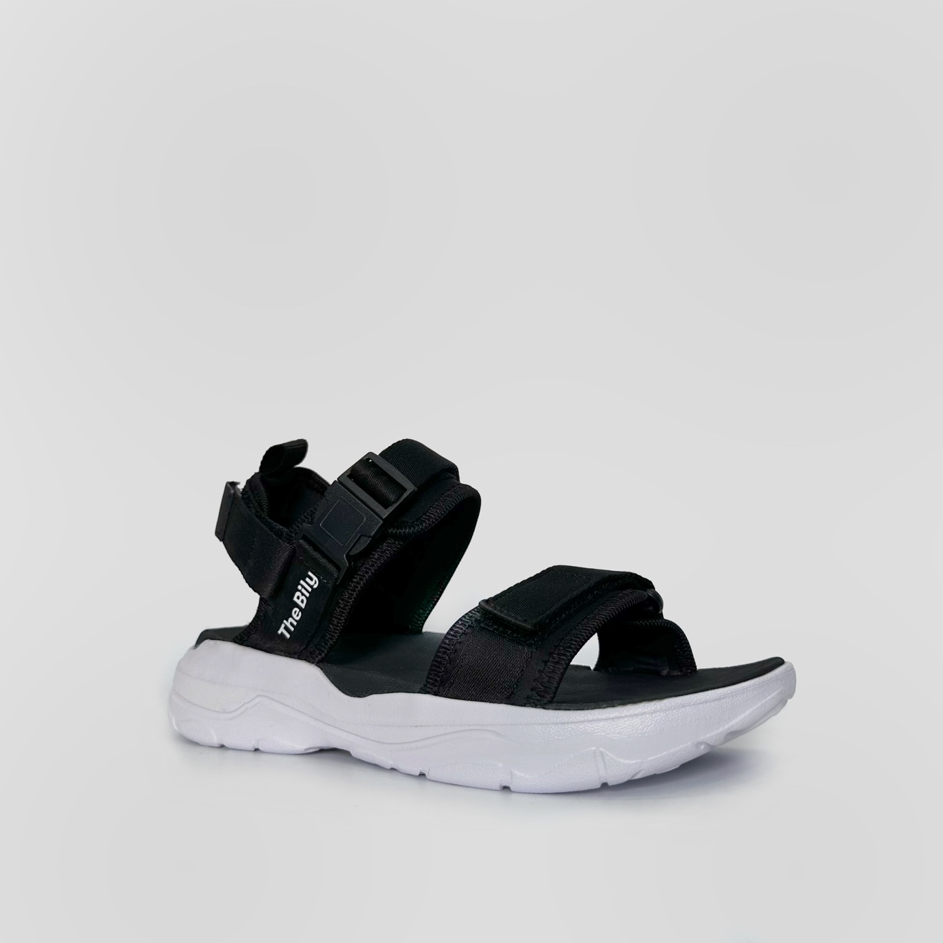 Giày Sandal Nam Nữ Unisex The BiLy Quai Ngang Dây Dù Đế IP Siêu Êm Nhẹ Đế Trắng Màu Đen-BLDT09