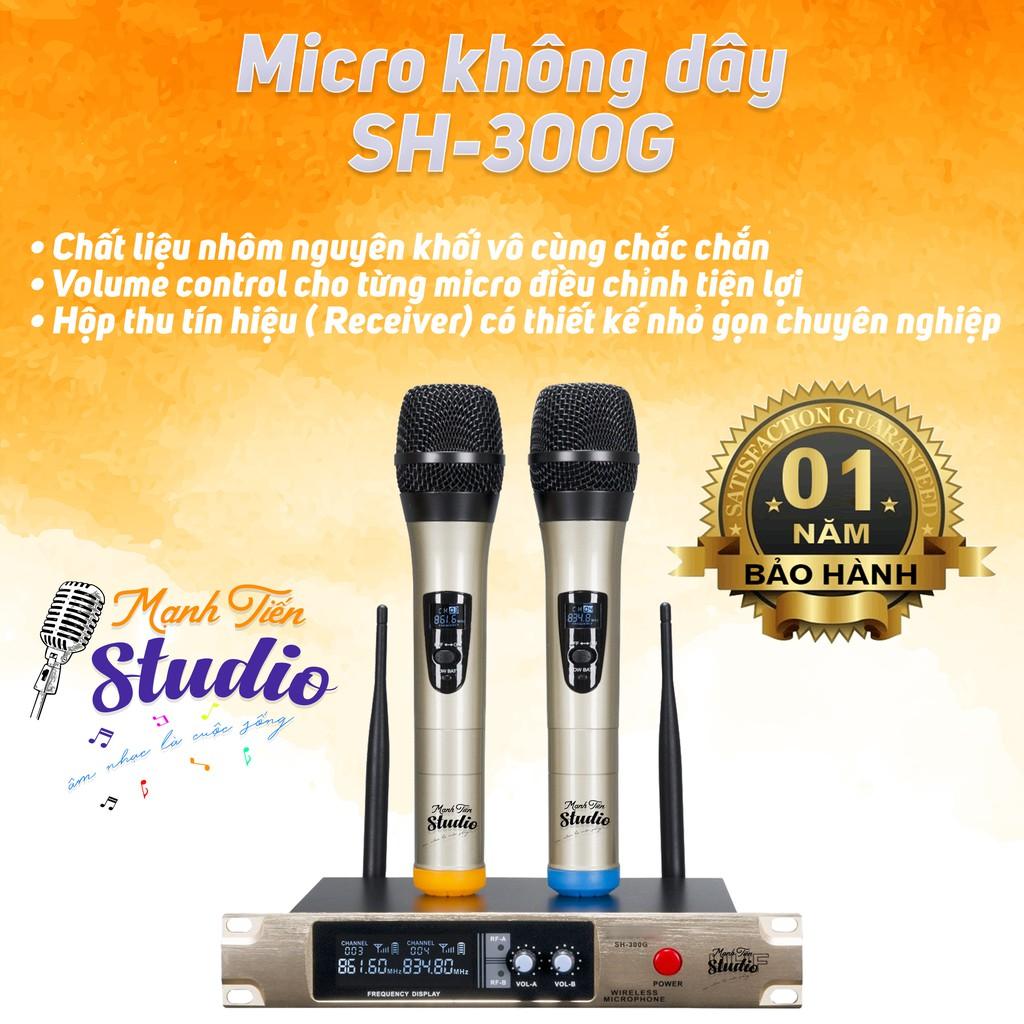 Bộ 2 micro karaoke không dây SH 300G cao cấp, cho karaoke gia đình dễ lắp đặt và dễ sử dụng