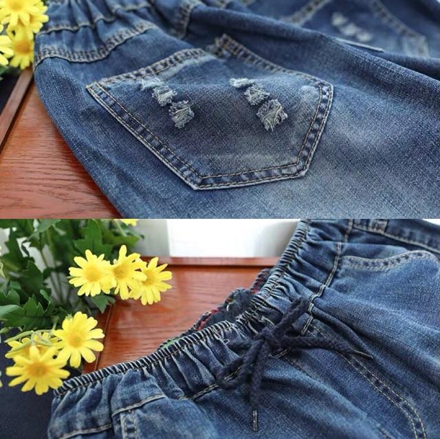 Quần bò dáng dài thêu chỉ Cao cấp QBD-226