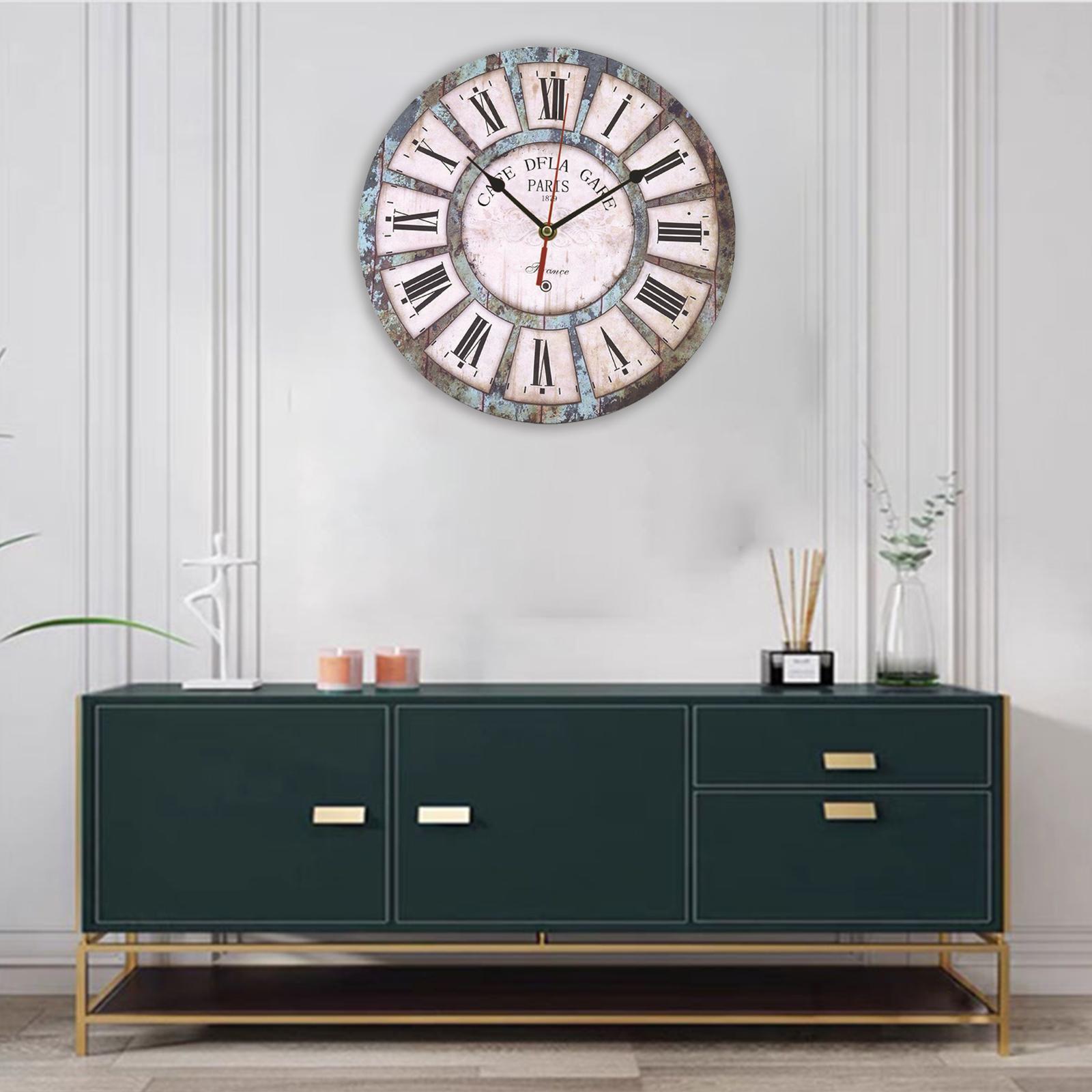 Rustic Wooden Wall Clock Living Room Kitchen Bedroom Decor