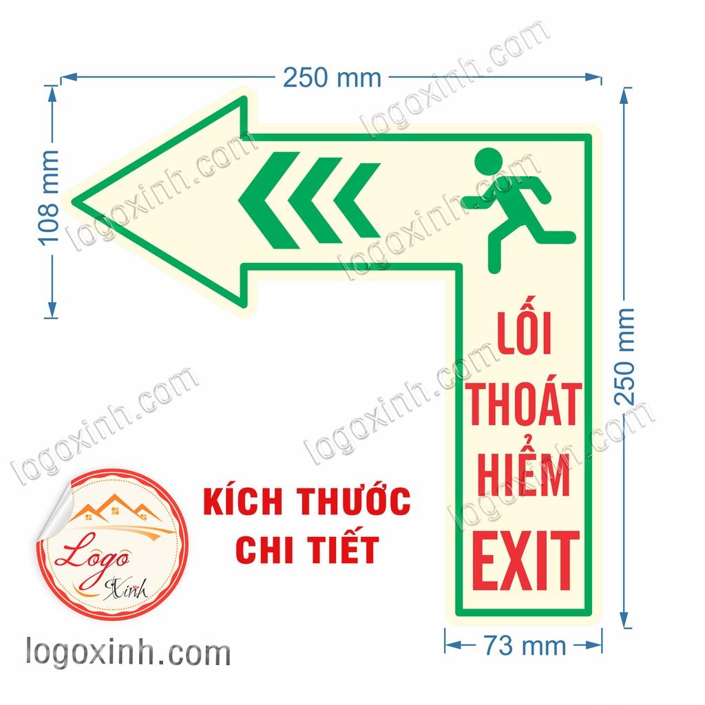 Logo sticker Mũi tên thoát hiểm dán trên nền, sàn nhà , mũi tên Exit chỉ hướng thoát hiểm, chống nước, chống phai màu