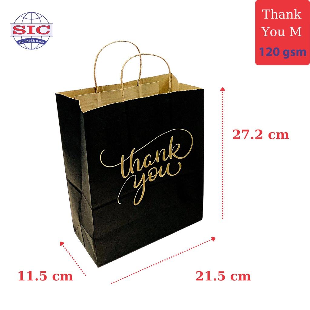 Set 20 túi giấy KRAFT ThankYou in đen nền bệt size M có quai