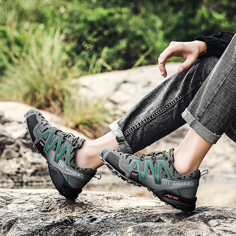 Giày chạy bộ ngoài đường nam, giày đi bộ du lịch ngoài trời, giày đi bộ đường dài, thoáng khí Color: 905-grey Shoe Size: 46