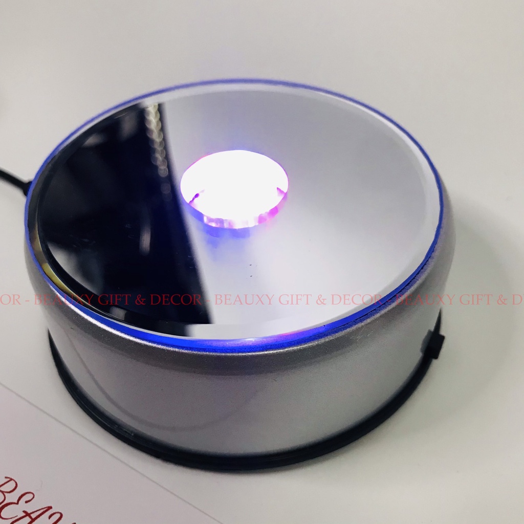 Đế xoay trưng bày sản phẩm có đèn led, bàn xoay tự động, cắm điện trực tiếp chịu lực 4kg