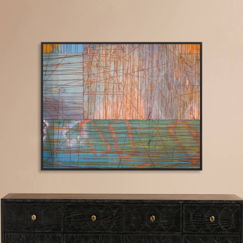 Tranh in canvas trang trí trừu tượng treo tường"Những Dòng Kẻ" 60×80 cm