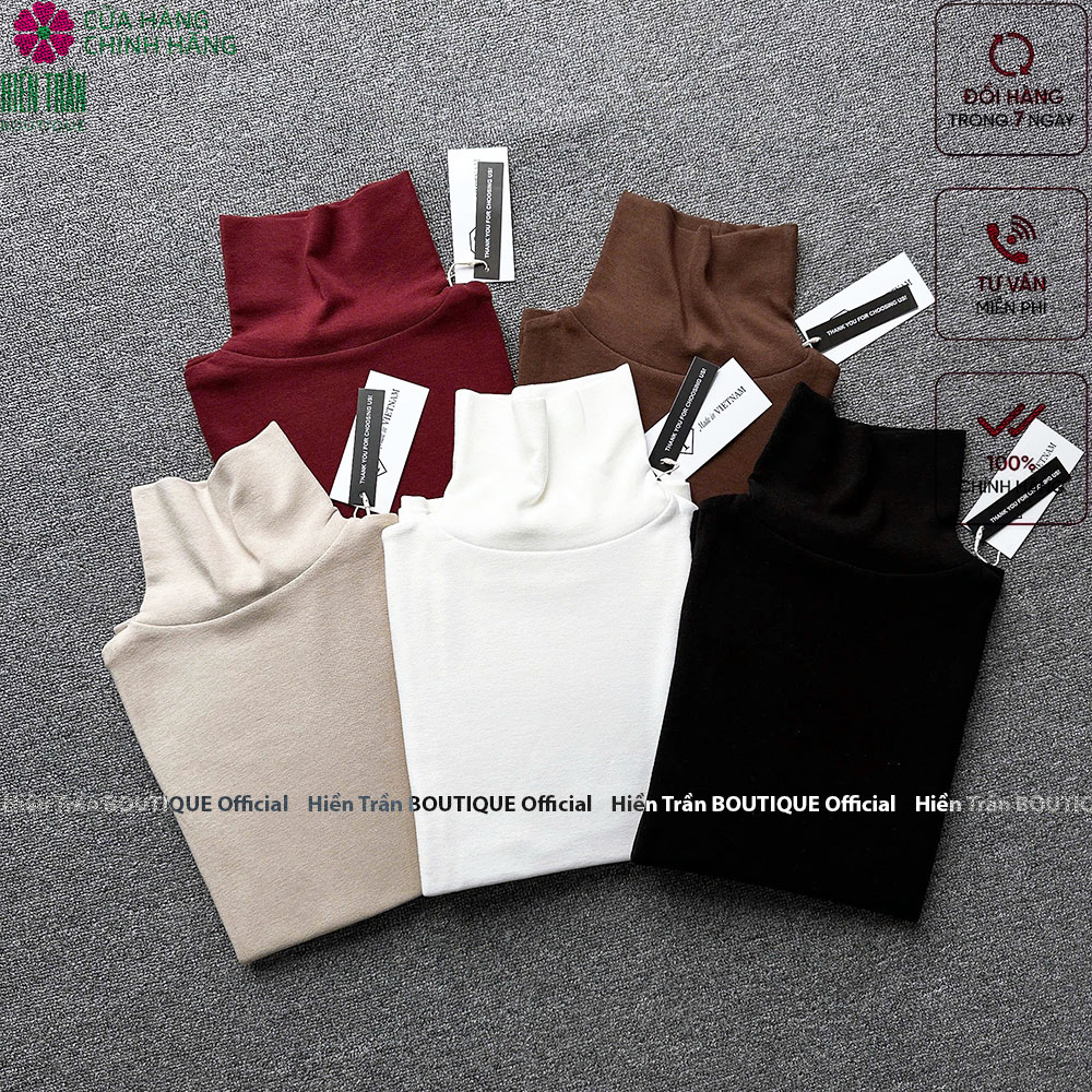 Áo giữ nhiệt nữ cổ cao có lót lông Hiền Trần BOUTIQUE siêu mềm, co giãn 4 chiều A7