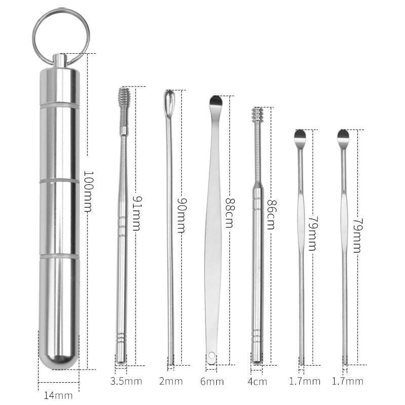 Móc Khóa Mini Kết Hợp Dụng Cụ Lấy Ráy Tai Cao Cấp Gồm 7 Món Kèm Dây Đeo BaoAn - Hàng Chính Hãng