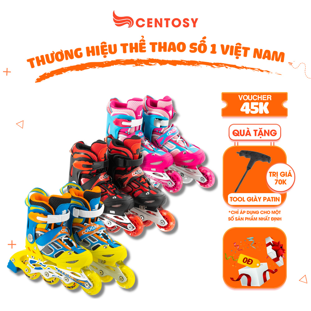 Giày Patin Trẻ Em Centosy Cougar 835LSG - Có Bánh Phát Sáng, Phanh An Toàn