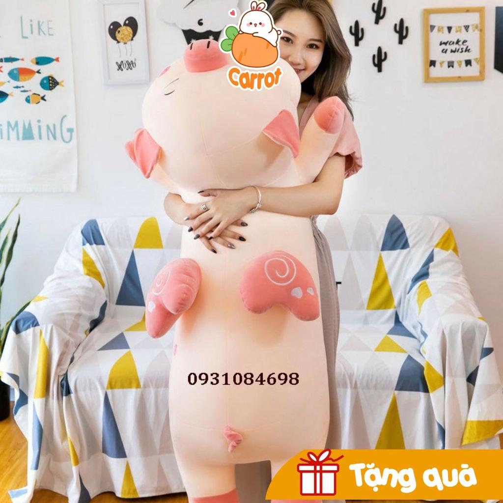 Gấu Bông Heo Cánh Tim Nằm Siêu Đẹp - Gối Ôm Heo Nằm Size to 1m2/1m/75cm