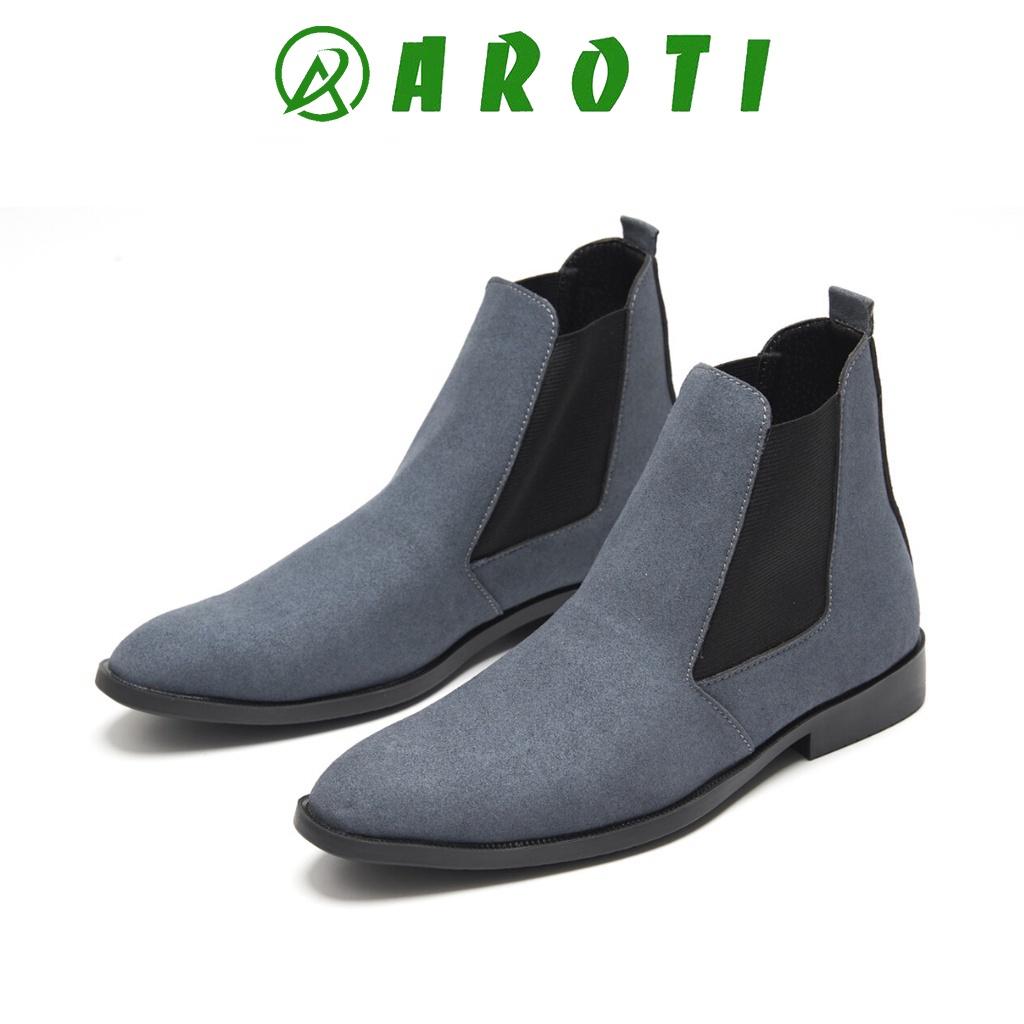 Giày Chealsea Boot Nam AROTI Cao Cổ Chất Đẹp Cao Cấp,Đế Khâu Siêu Bền, Tăng Chiều Cao 3cm Form Hàn Đủ size CB548-Đen