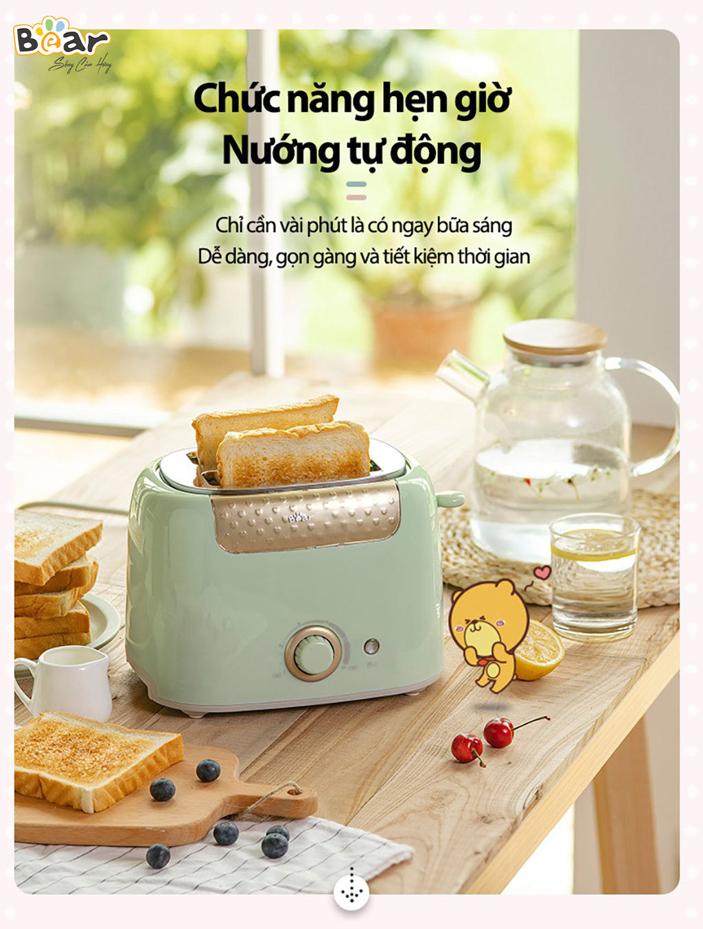 Máy Nướng Bánh Mì Bear DSL-601 Công Suất 680 W - Hàng Chính Hãng