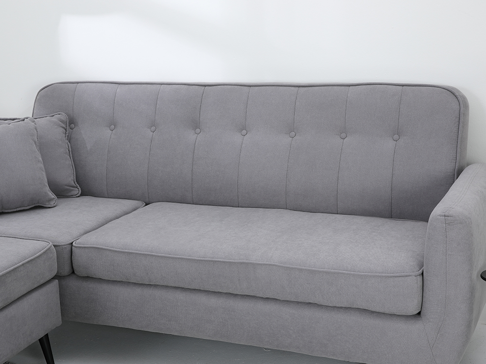 Ghế Sofa Vải Phòng Khách Kèm Đôn,Gối Tựa DAPHNE Màu Xám Hiện Đại, Khung Gỗ Nguyên Khối Chắc Chắn, Bền Bỉ 189x129x84 cm | Index Living Mall | Nội Thất Nhập Khẩu Thái Lan