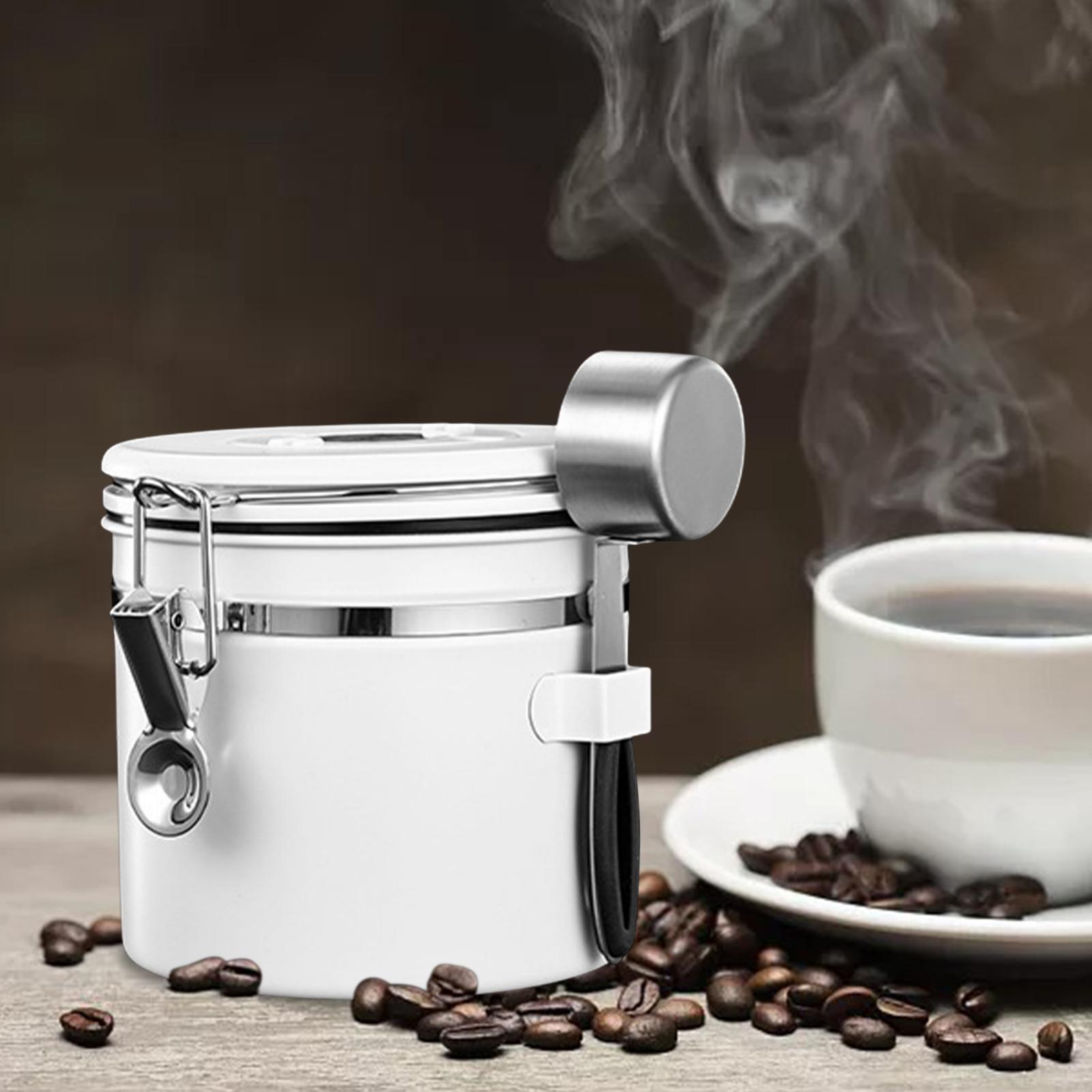 2 Set Home Airtight Sealed Canister with Spoon for Coffee Beans Stainless