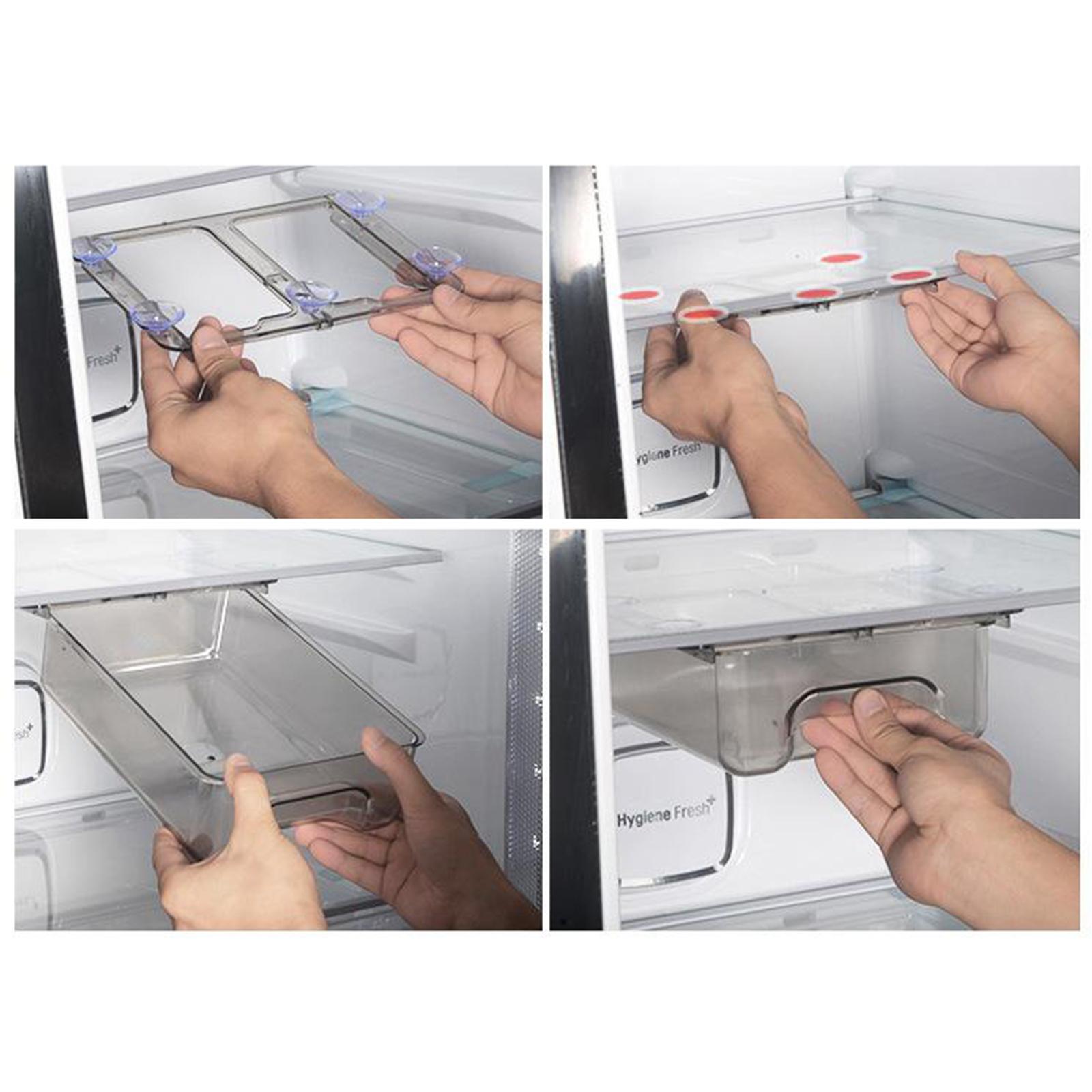 Slide Fridge Organizer Box Refrigerator Storage Drawer Box Transparent black