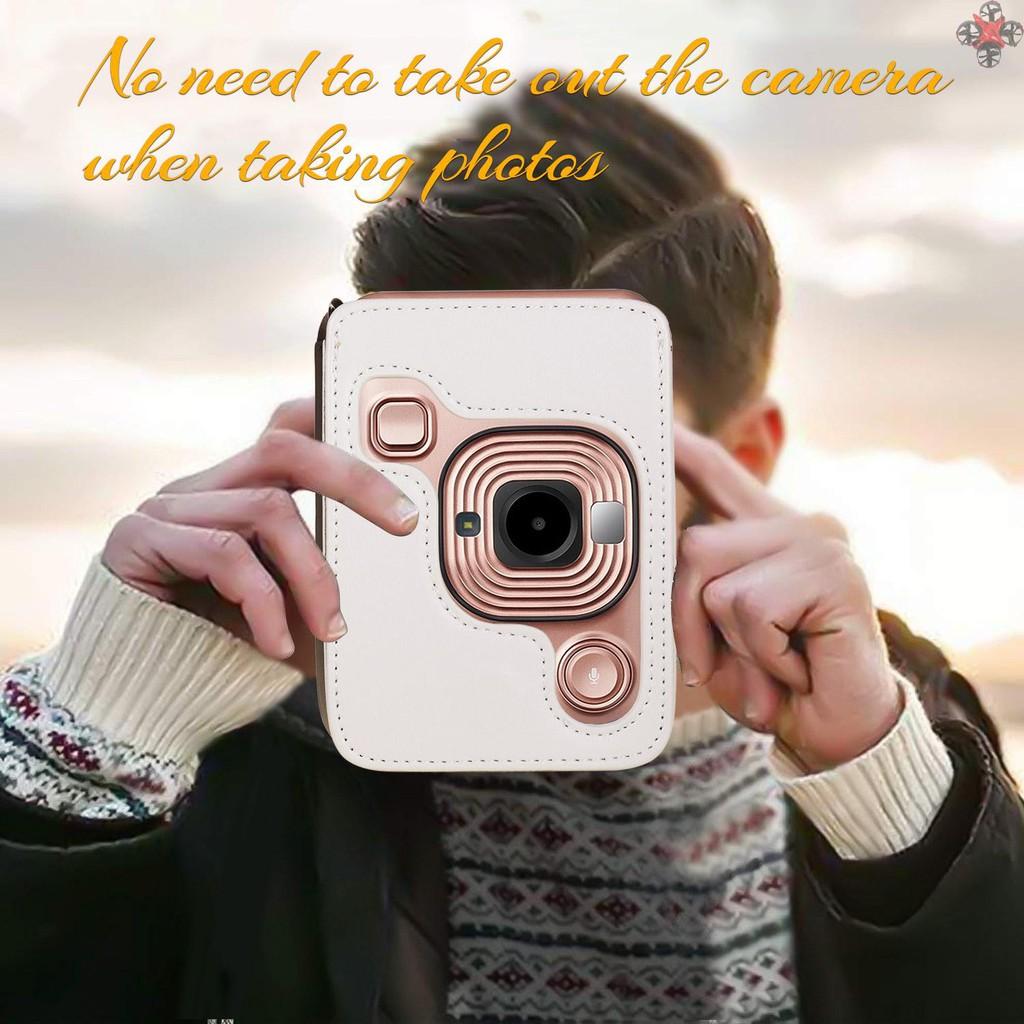 Compact Size Instant Camera Case Bag PU Leather with Shoulder Strap Compatible with Fujifilm Fuji Instax mini LiPlay