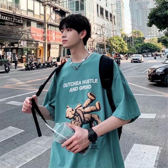 HÀNG SẴN- Áo Thun Nam Ngắn Tay In Hình Gấu Phong Cách Vintage