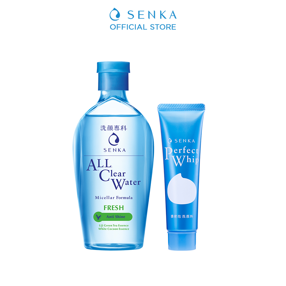 Bộ đôi Senka sạch sâu thoáng mịn (Nước tẩy trang Senka Water Fresh 230 ml + Sữa rửa mặt Senka Perfect Whip 50g)