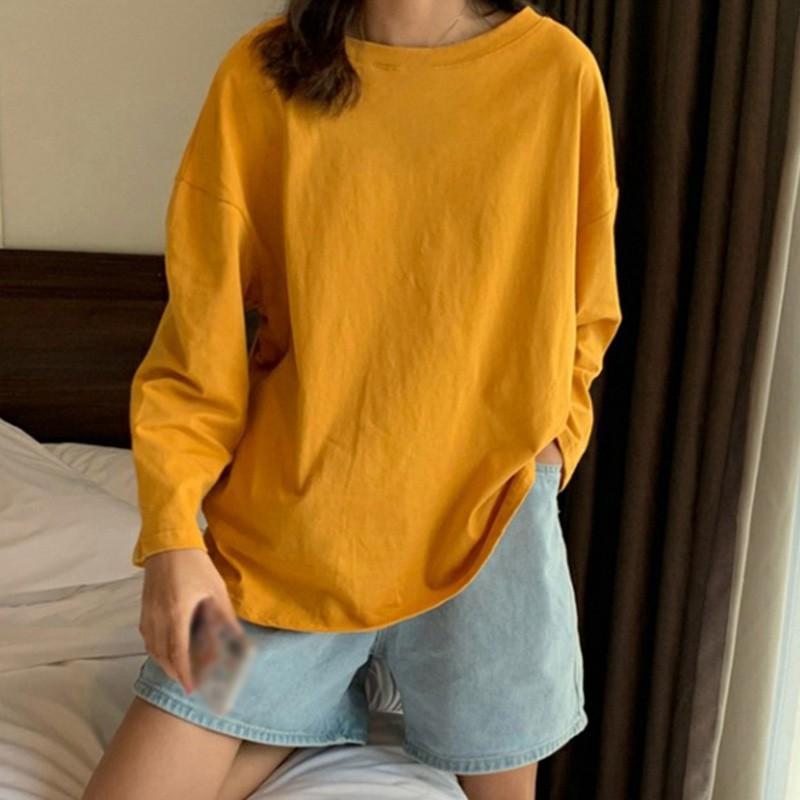 Áo Thun Nữ Tay Dài Màu Trơn Thời Trang