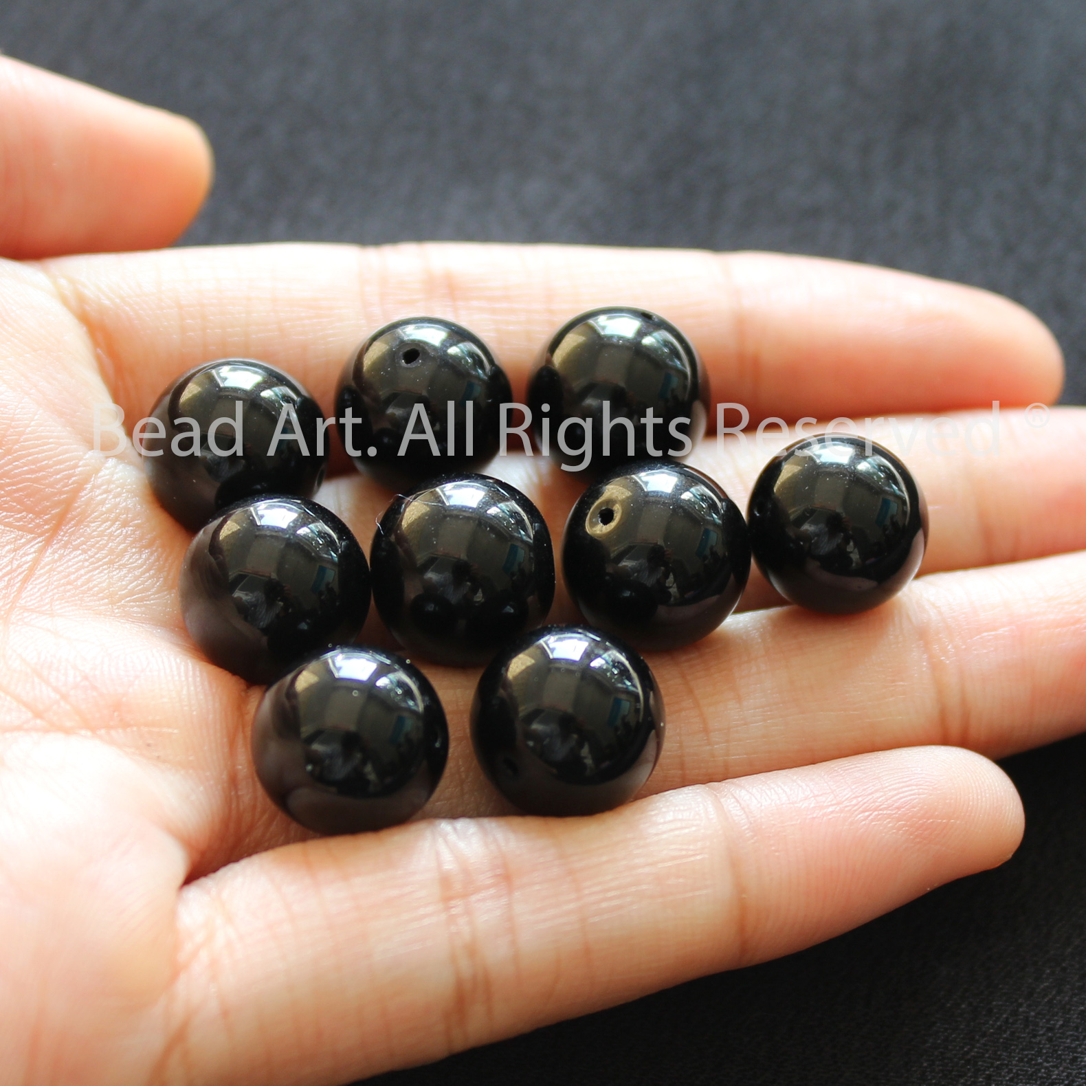 8MM/10MM/12MM Đá Onyx Màu Đen Tự Nhiên, Mệnh Thuỷ, Mộc, Phối Vòng Tay Phong Thuỷ, Chuỗi Hạt - Bead Art