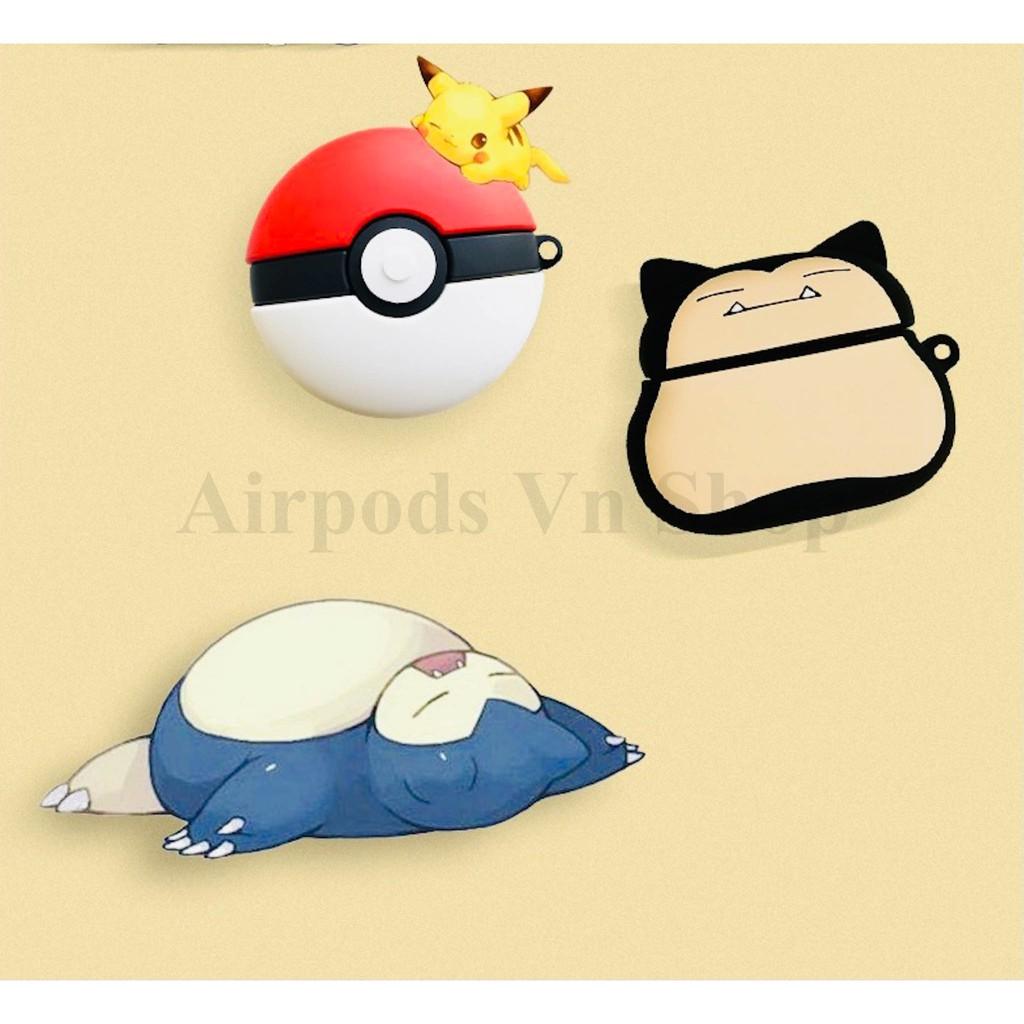 Bao Case Ốp dành cho Airpods Pro Pokemon ball và Snorlax kute silicon cao cấp