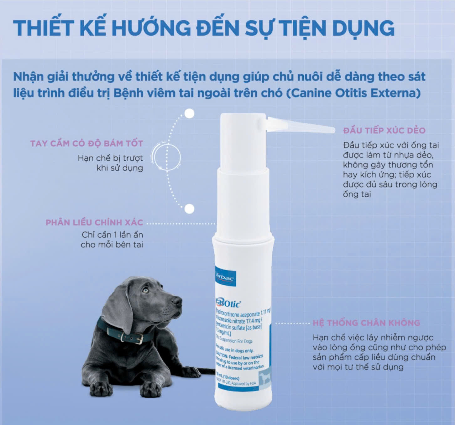 Thuốc Nhỏ Tai EASOTIC Virbac Trị Viêm Tai, Nấm Tai dành cho Chó (Dexoryl mẫu mới)