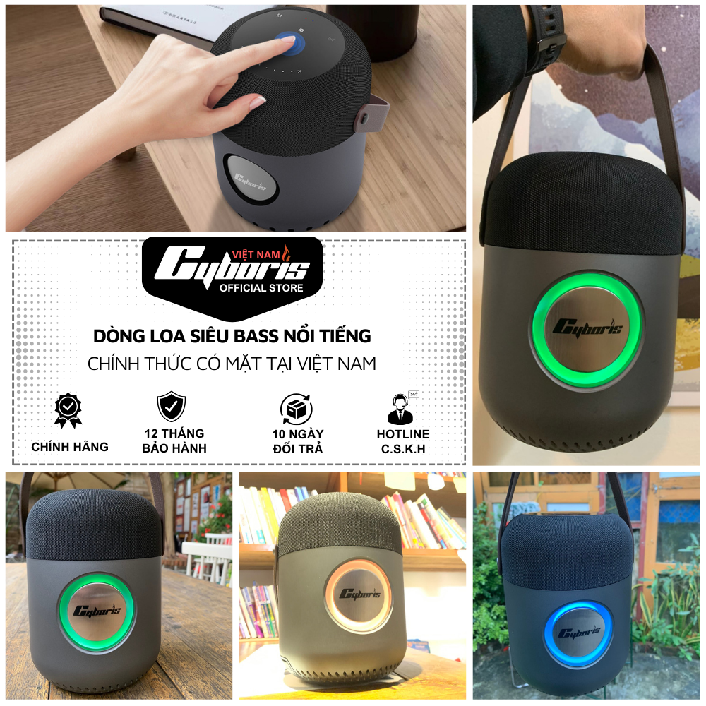 Loa Bluetooth Cyboris X9, Loa siêu Bass, Công suất 100W, Chống nước IPX6, Pin 10400mAh. Hàng Chính Hãng.