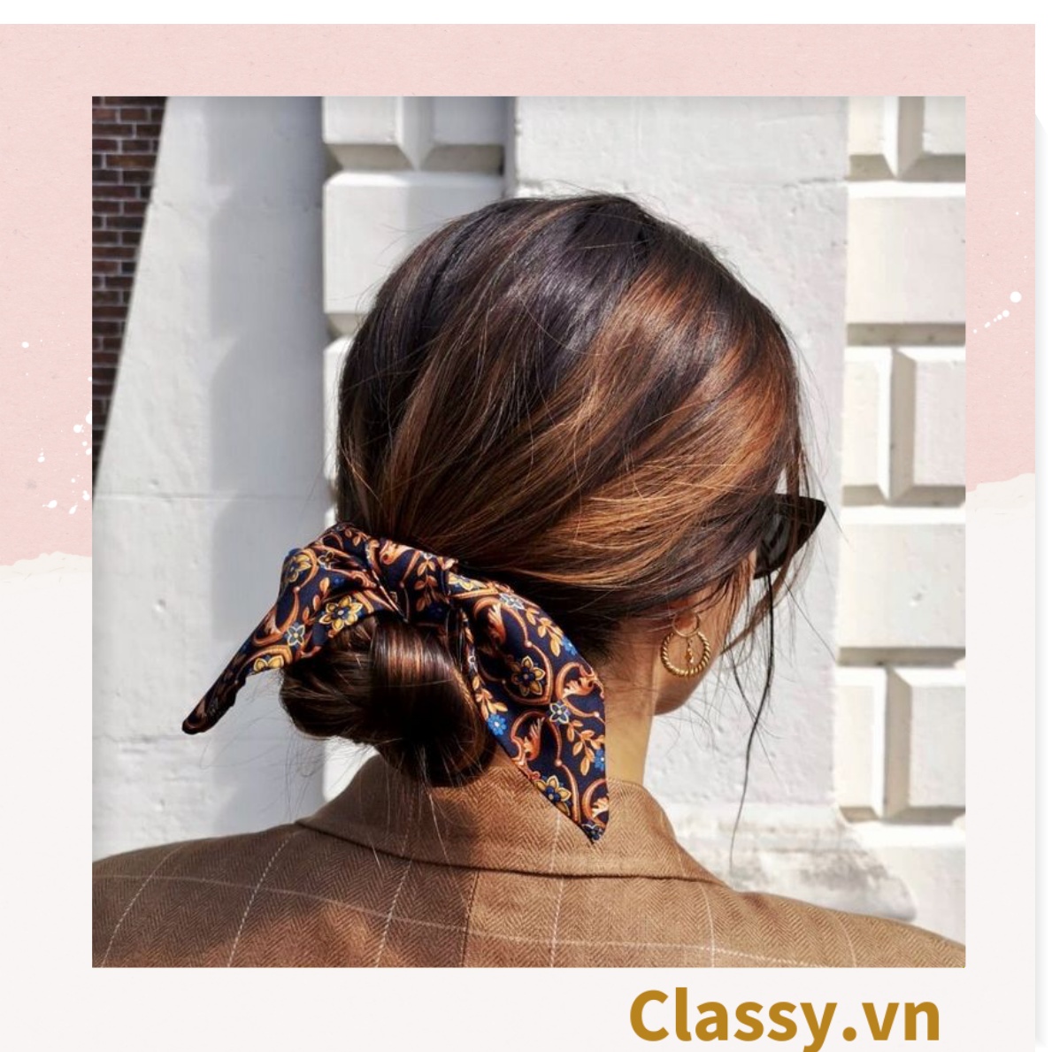 Khăn lụa vuông đi kèm túi cói 50X50cm turban bandana thời trang hàn quốc nhiều kiểu đẹp; phong cách vintage