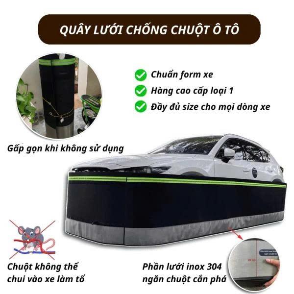 [TẶNG KHÓA] Quây lưới chống chuột ô tô, chống chuột ô tô xe 4 chỗ, xe 5 chỗ, 7 chỗ, 16 chỗ