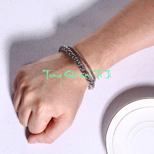 Lắc tay nam inox phong cách 2 tầng