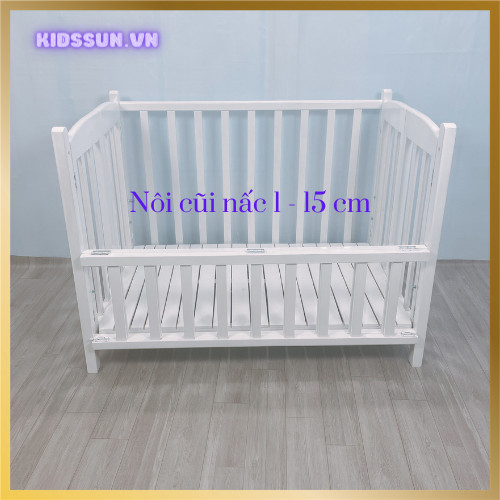 Giường Cũi KidsSun - Nôi Cũi Cho Bé Từ Sơ Sinh Đến 3-4 Tuổi - Chất Liệu Gỗ Quế Màu Trắng - Combo 4 Sản Phẩm