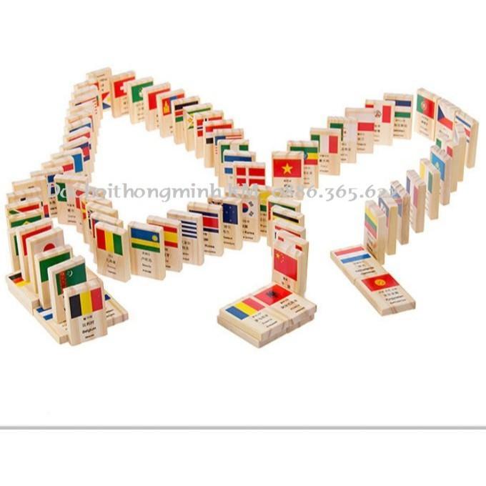 Bộ Domino 100 Cờ Bằng Gỗ 4 Thứ Tiếng - Loại Tốt