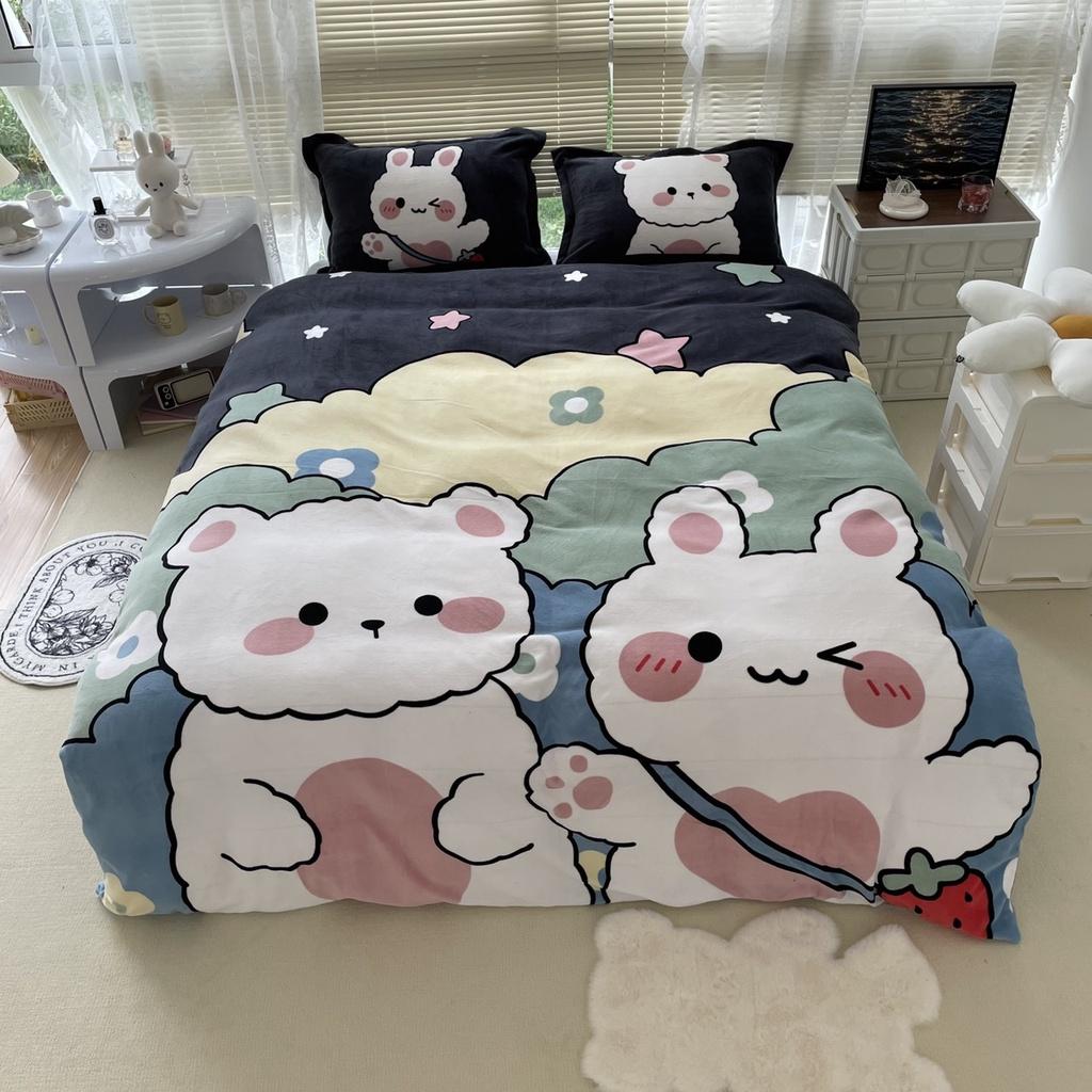 Bộ Chăn Ga Gối Nỉ Nhung, Set chăn ga nỉ nhung 3D, Bộ chăn ga nỉ nhung 4 món, Drap Giường Đủ Kích Thước Bọc Đệm