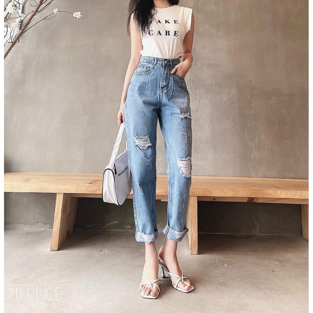 Quần jean baggy rách gối JBG5014