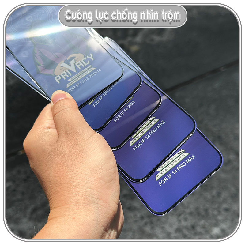 Kính cường lực Chống Nhìn Trộm cho điện thoại iPhone 14 Pro Max - 14 Pro - 14 - 13 - 13 Pro - 12 Pro Max - 12 - 12 Pro - Hàng Nhập Khẩu