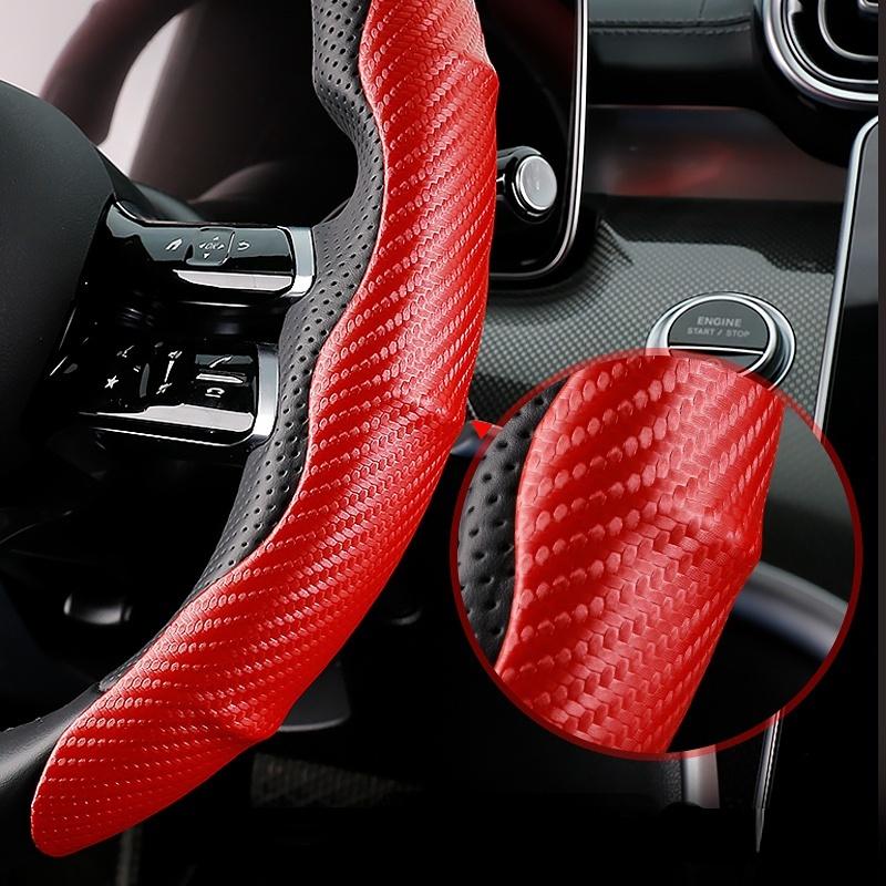 Bộ 2 Vỏ Bọc Vô Lăng Xe Hơi 38cm Bằng Silicon Họa Tiết Sợi Carbon Chống Trượt