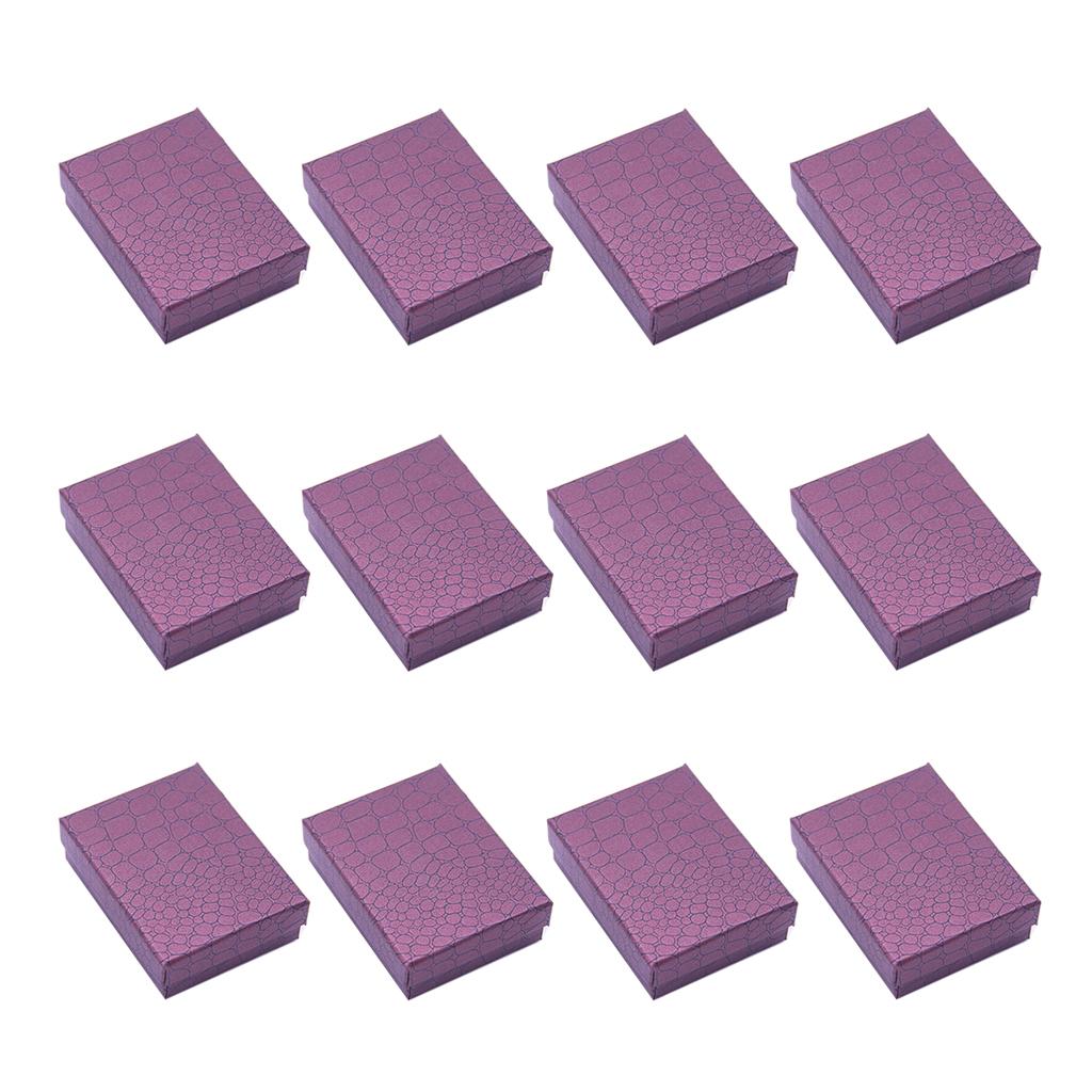 12pcs Cardboard Jewelry Box w/ Sponge Rings Box Square Gift Box Purple