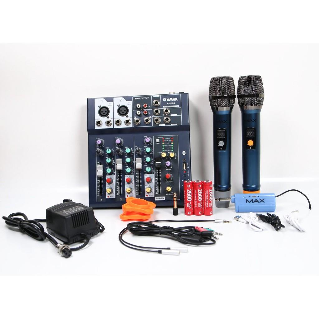 Combo thu âm,livestream giá tốt -Max 56 + Mixer F4 -Bộ thiết bị livestream, karaoke onl hiệu quả-Tặng kèm full phụ kiện