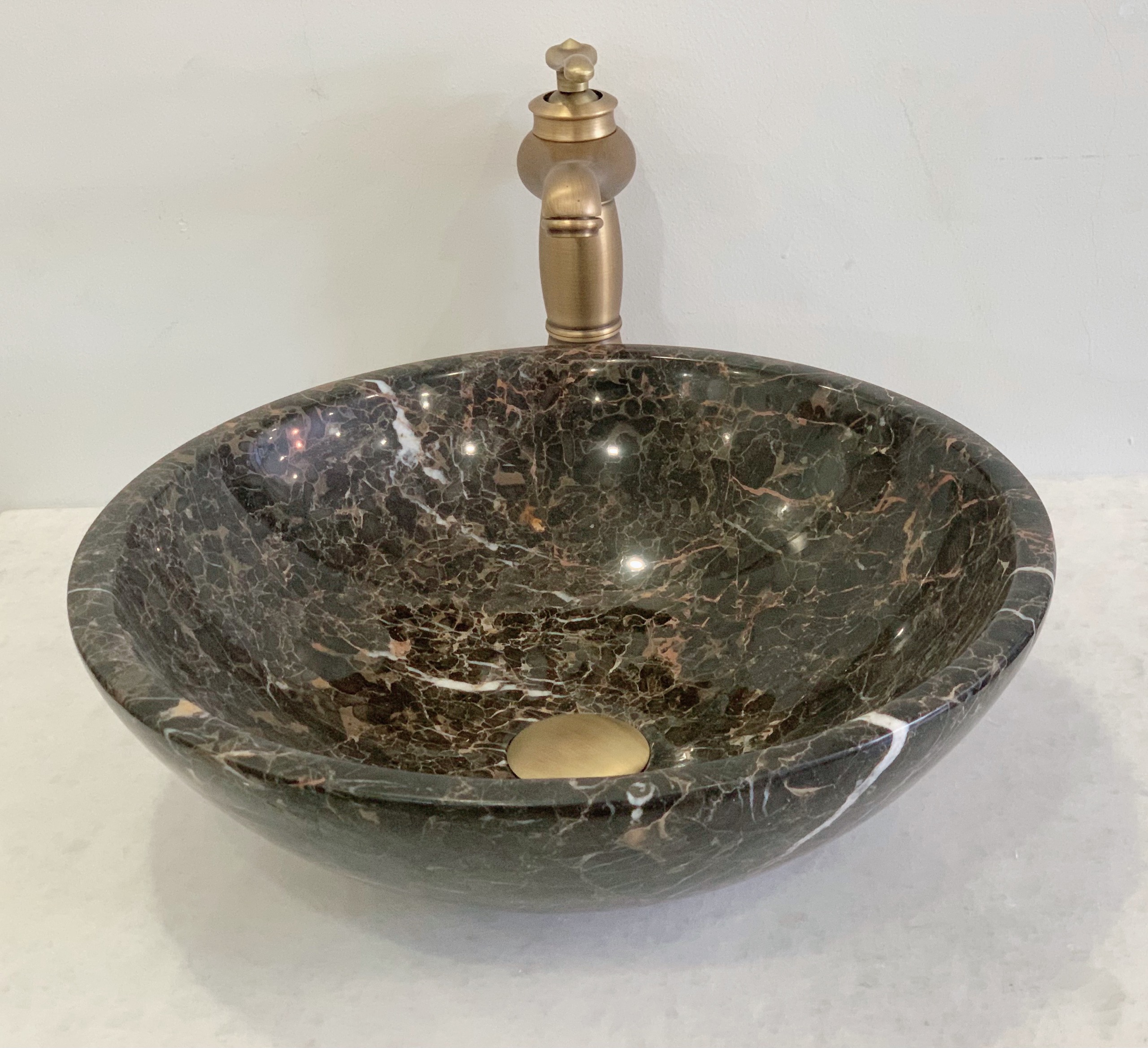 CHẬU LAVABO ĐÁ TỰ NHIÊN - TRÒN MỎNG MÀU NÂU Ý BST27